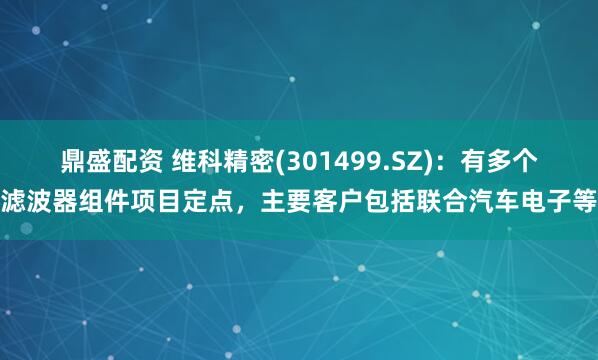 鼎盛配资 维科精密(301499.SZ)：有多个滤波器组件项目定点，主要客户包括联合汽车电子等
