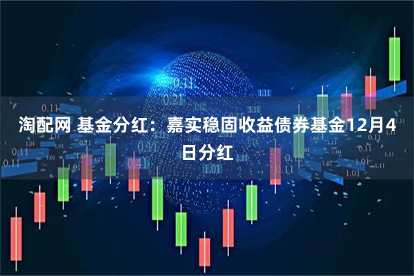 淘配网 基金分红：嘉实稳固收益债券基金12月4日分红