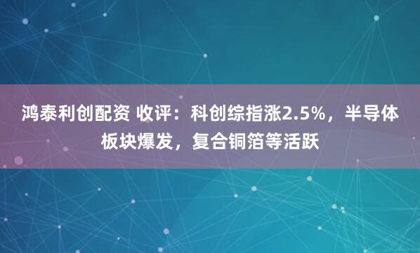 鸿泰利创配资 收评：科创综指涨2.5%，半导体板块爆发，复合铜箔等活跃